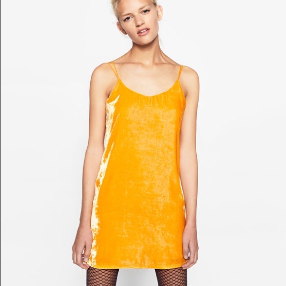 zara yellow slip dress